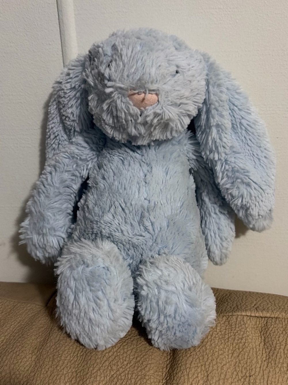 JellyCat Bashful Blue Bunny with rattle inside